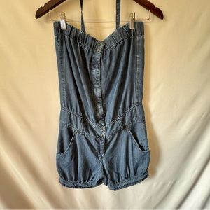 LN-Sisley denim stapless/halter romper